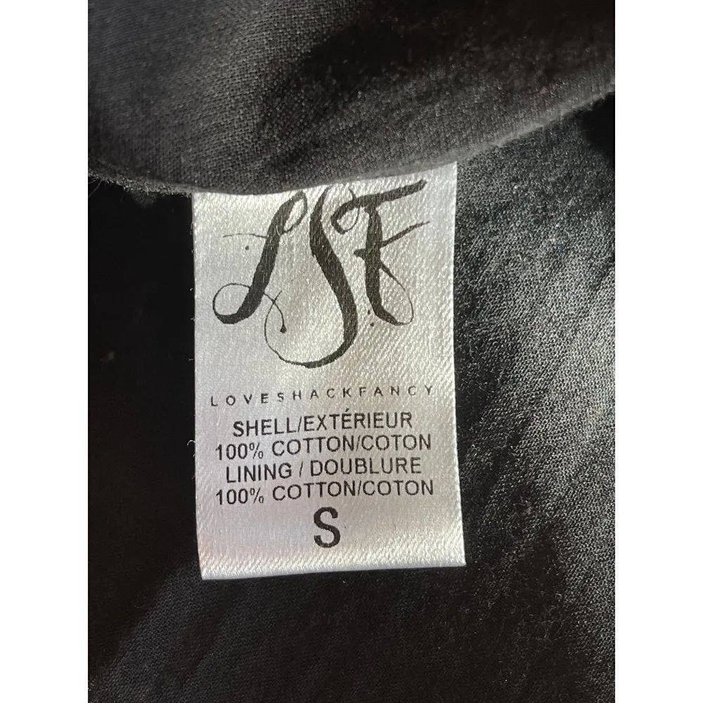 LoveShackFancy Black And Cream Pamela Asymmetric One Shoulder‎ Flounce Dress S - Image 12