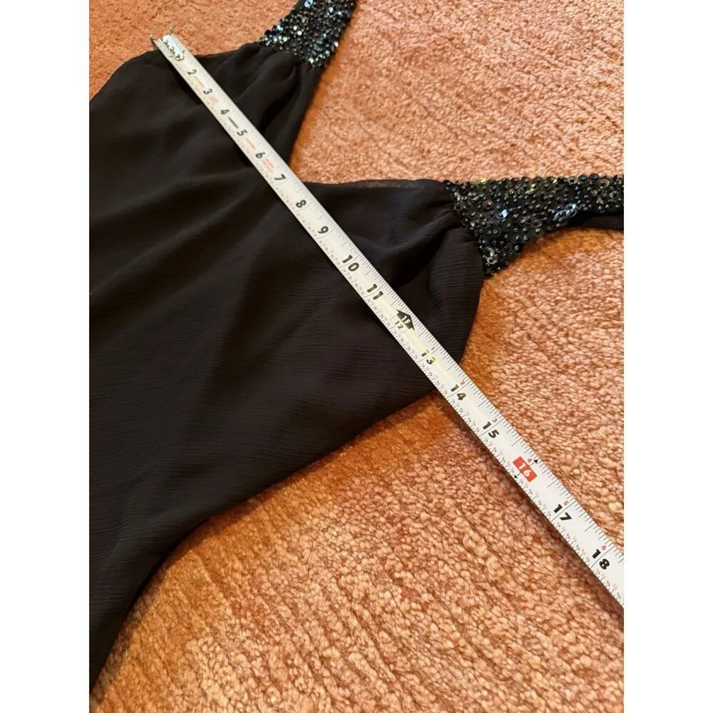 Papaya women sleeveless chiffon cami top black beige beaded straps ruffle hem - Image 6