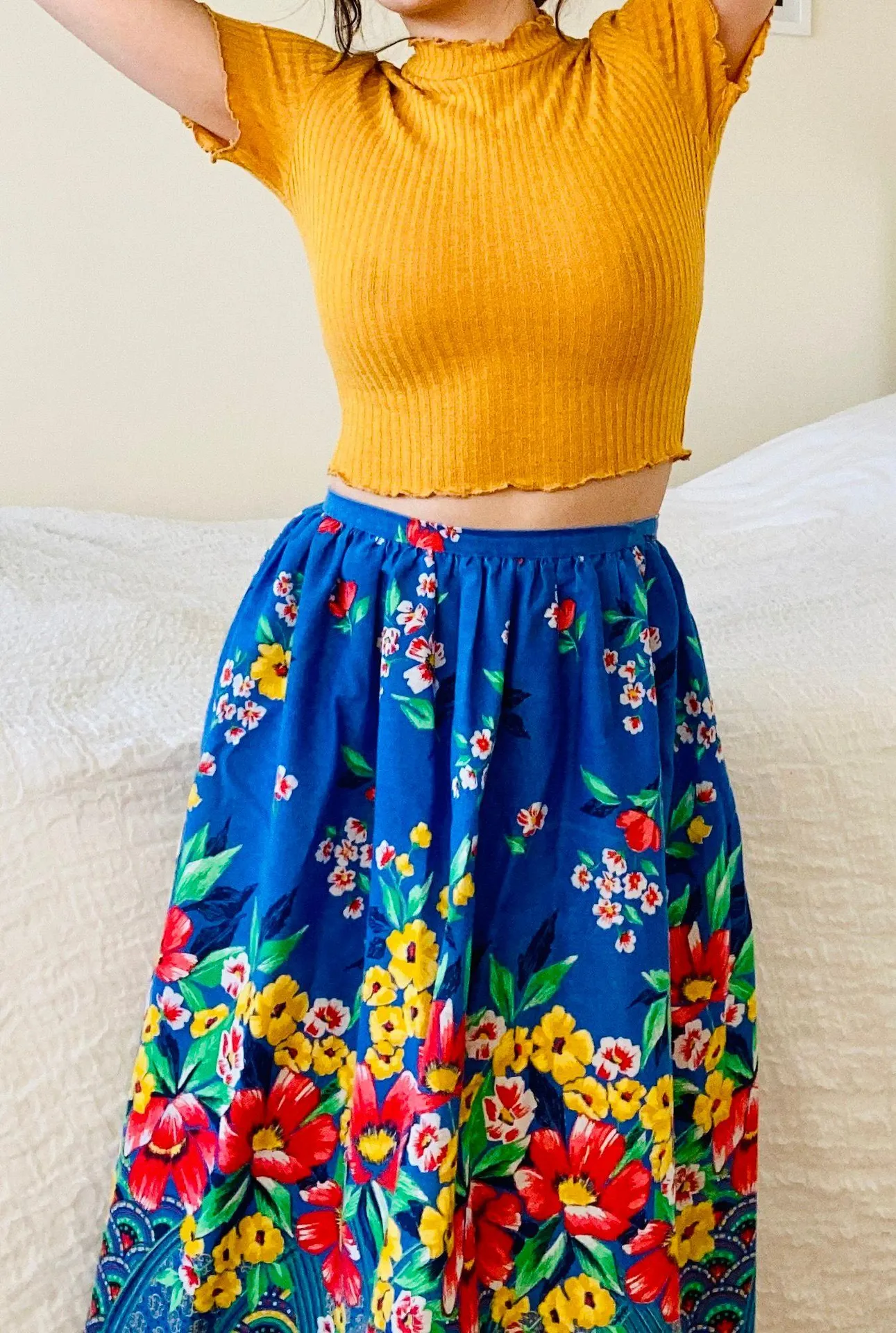 Vintage 60s Hippie Floral Handmade Skirt Multi Size XS - Image 2