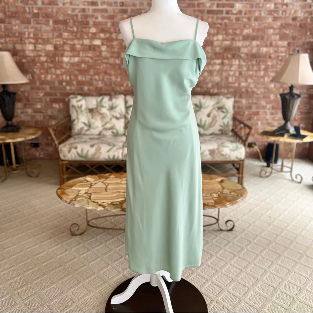 B. Darlin Dress Slip Satin Knit Midi Sleeveless Mint Green Cocktail Party 11/12 - Image 2