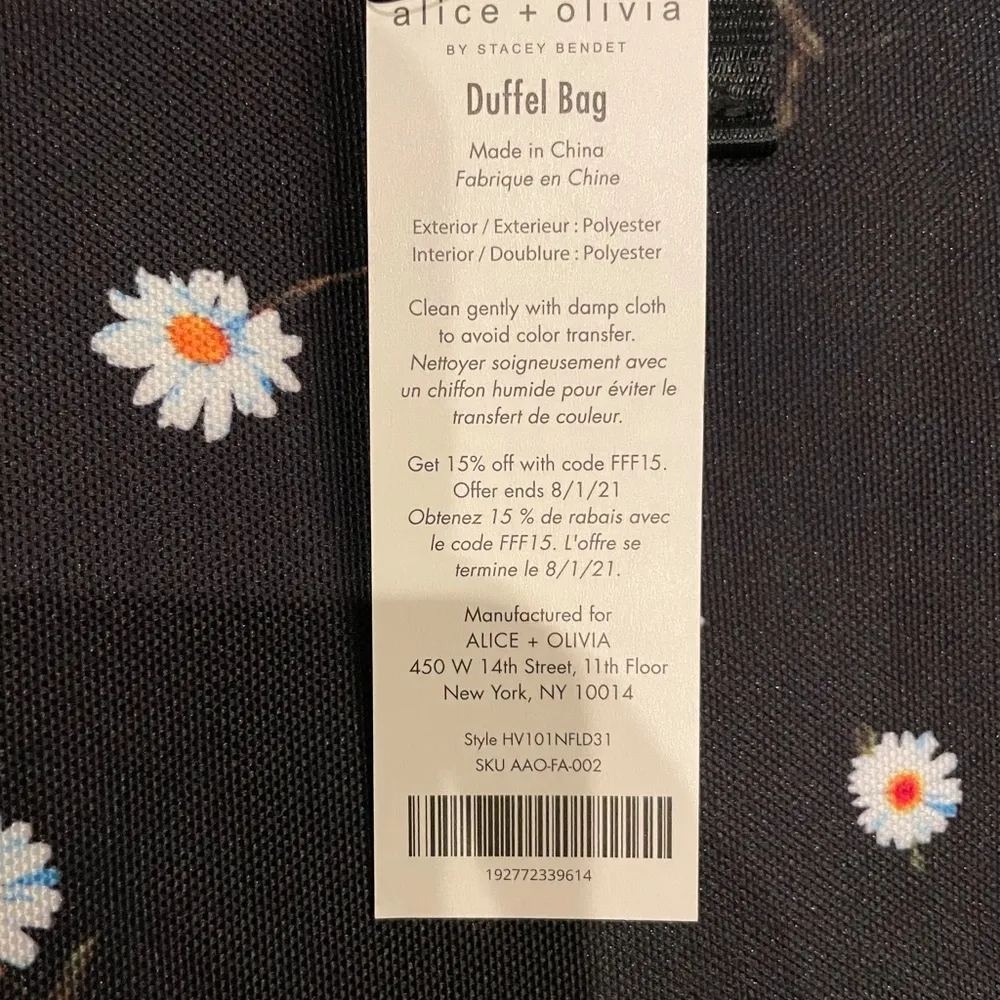 Alice + Olivia Stacey Bendet Daisy Duffel Bag Print NEW - Image 10