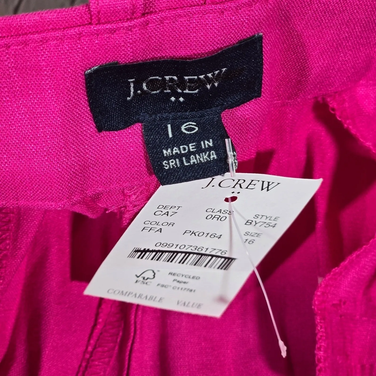 J. Crew Factory Linen-blend wide-leg pleated trouser pant Fuchsia Fantasy 16 NWT - Image 8