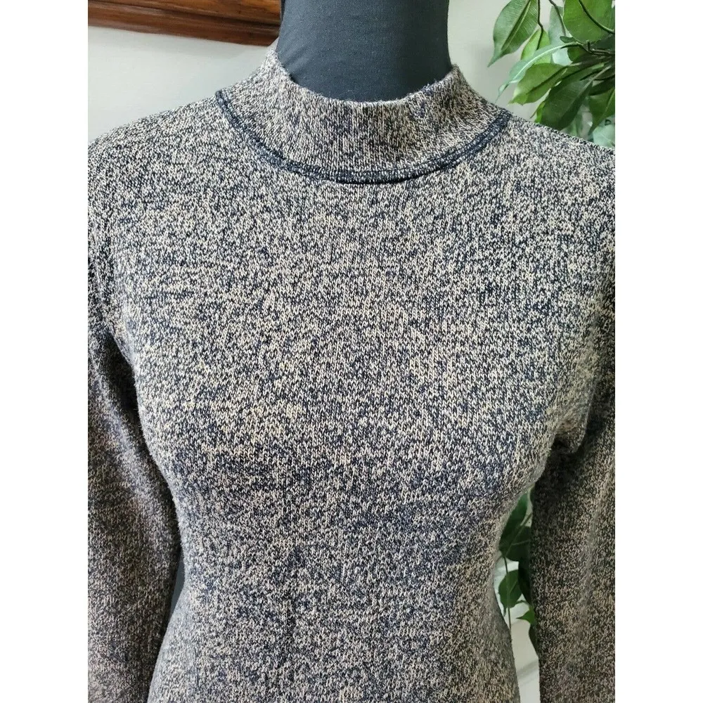Coldwater Creek Gray Cotton Long Sleeve Mock Neck Knee Length Sweater Dress PXS - Image 5