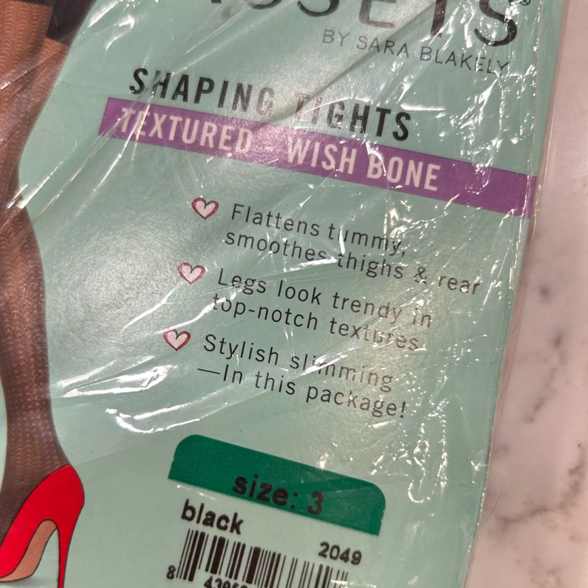NWT Assets by Spanx Black Shaping Tights Textured Wish Bone Size 3 - Image 4