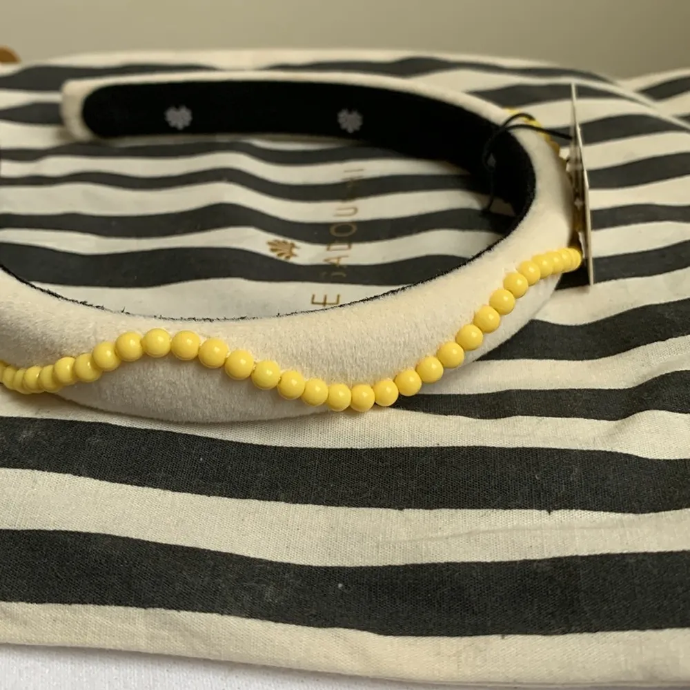 Lele Sadoughi Ivory Sunshine Squiggle Beaded Gigi Headband NWT Yellow - Image 5