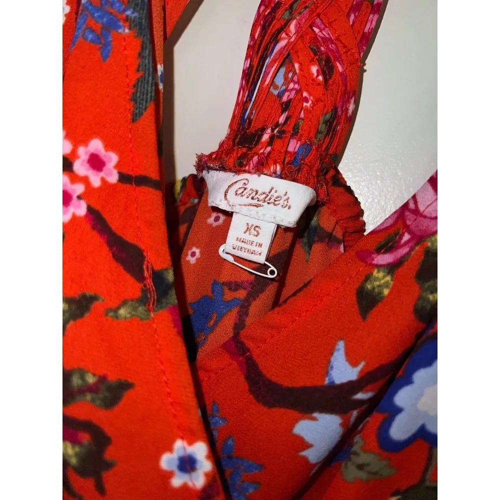Red Floral Cocktail Romper Dress by Candie’s - Image 4