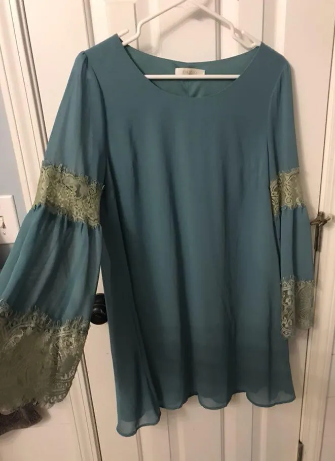 Teal Long Sleeve Dress - Image 2