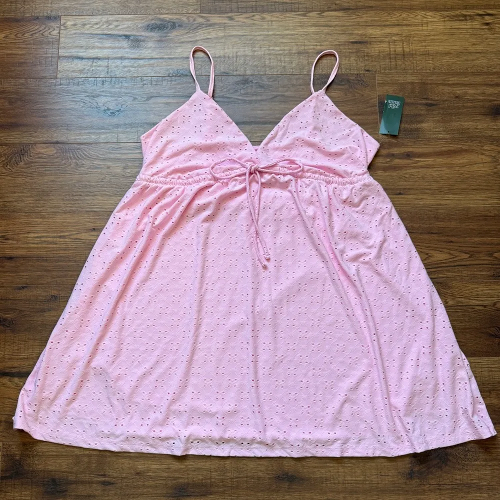 Wild Fable Women's Sleeveless Triangle Cup Mini Eyelet Dress Pink Size 2X NWT - Image 3