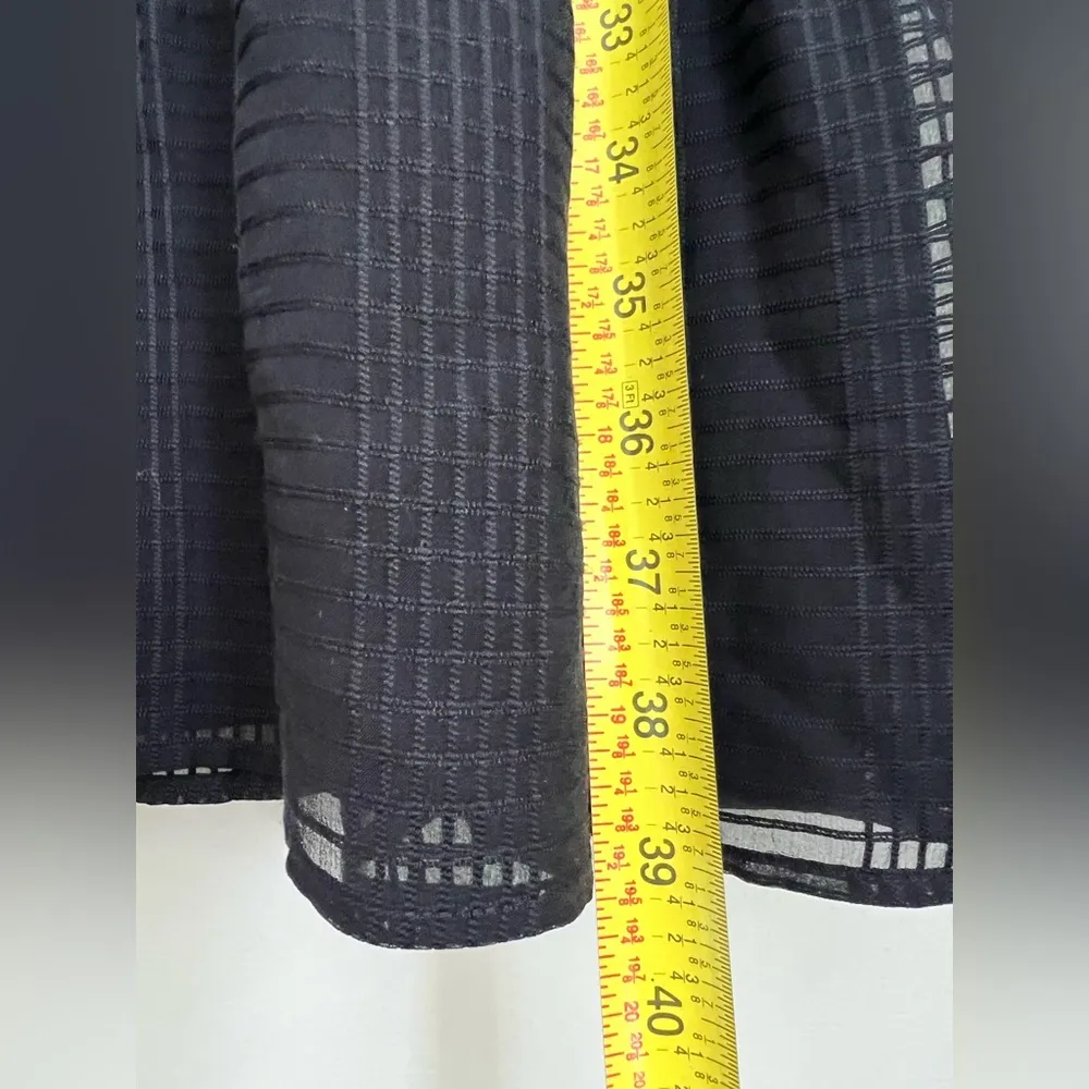 Tory Burch dress Windowpane Silk Georgette Sheer Tie Waist Long Sleeve tiered 10 - Image 6