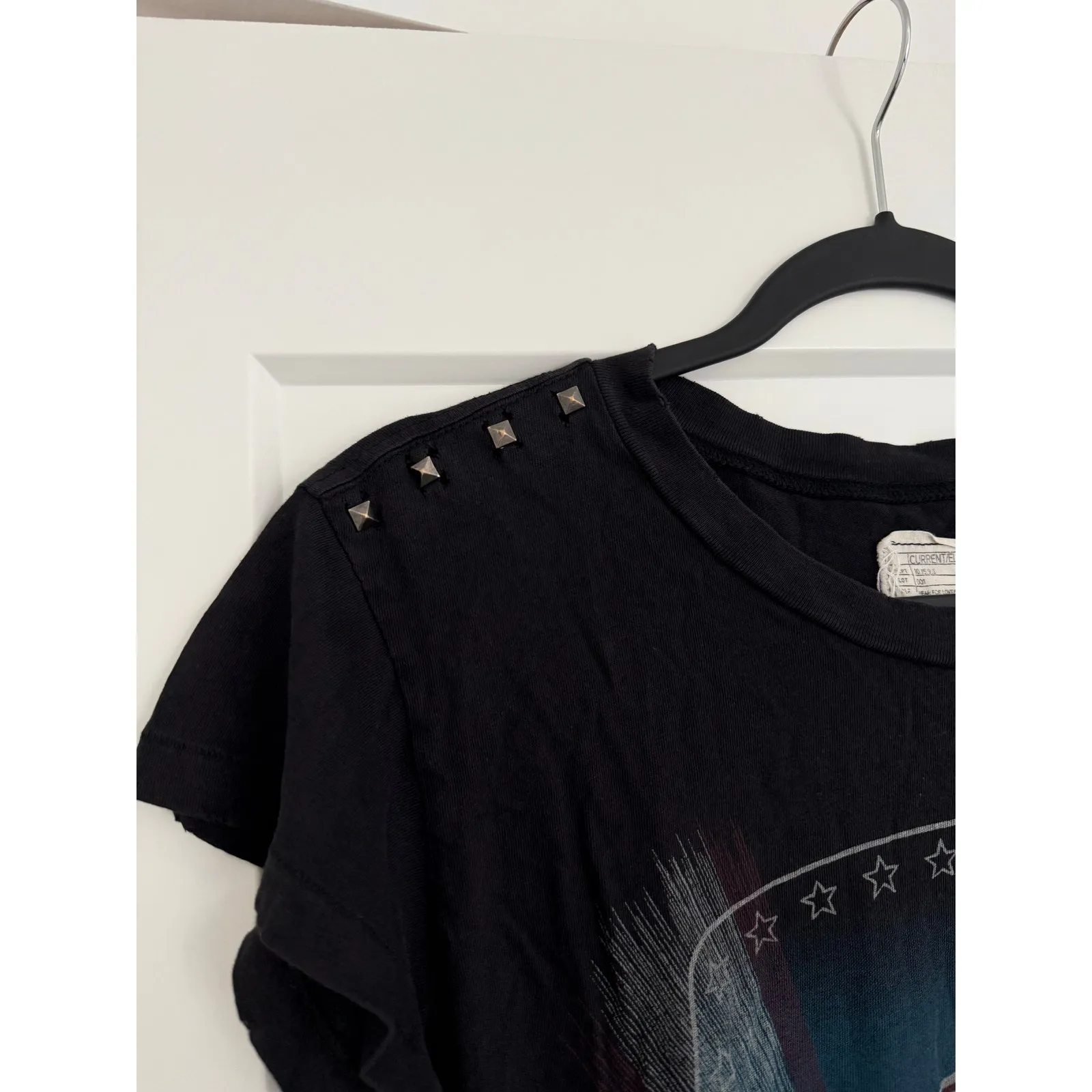 $198 Current Elliott Crystal Road Stud Tour Tee - Image 3