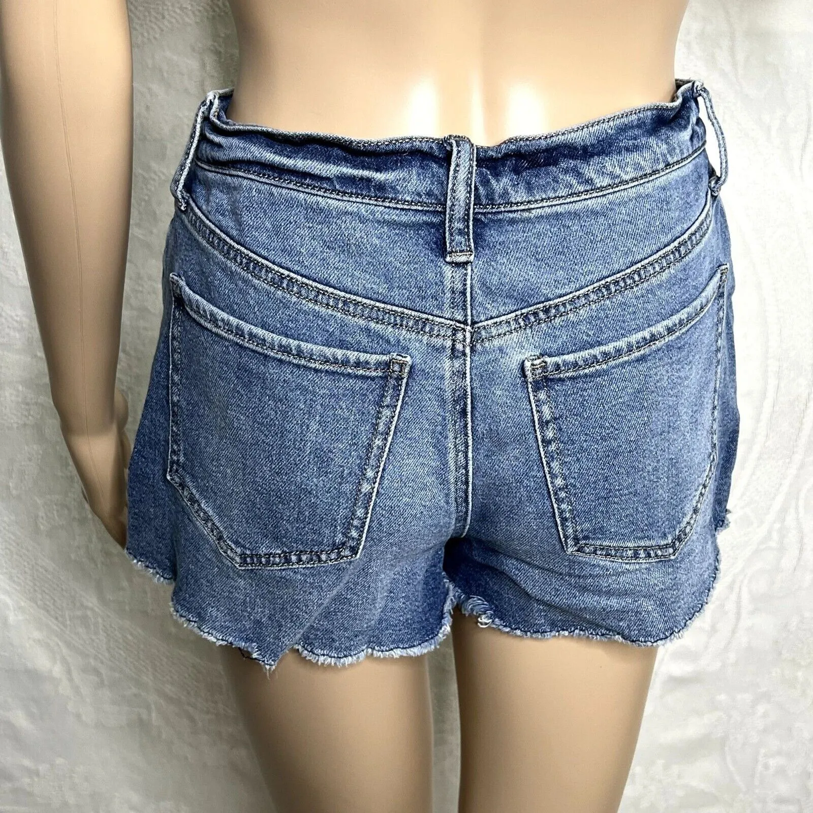 High Rise Distressed Mom Jean Shorts - Image 3