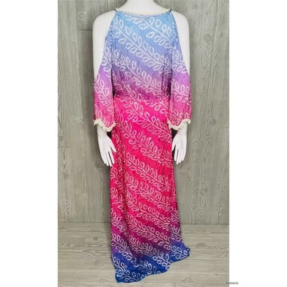 Calypso st Barth floor length maxi tropical ombre beach dress sundress with bead - Image 5
