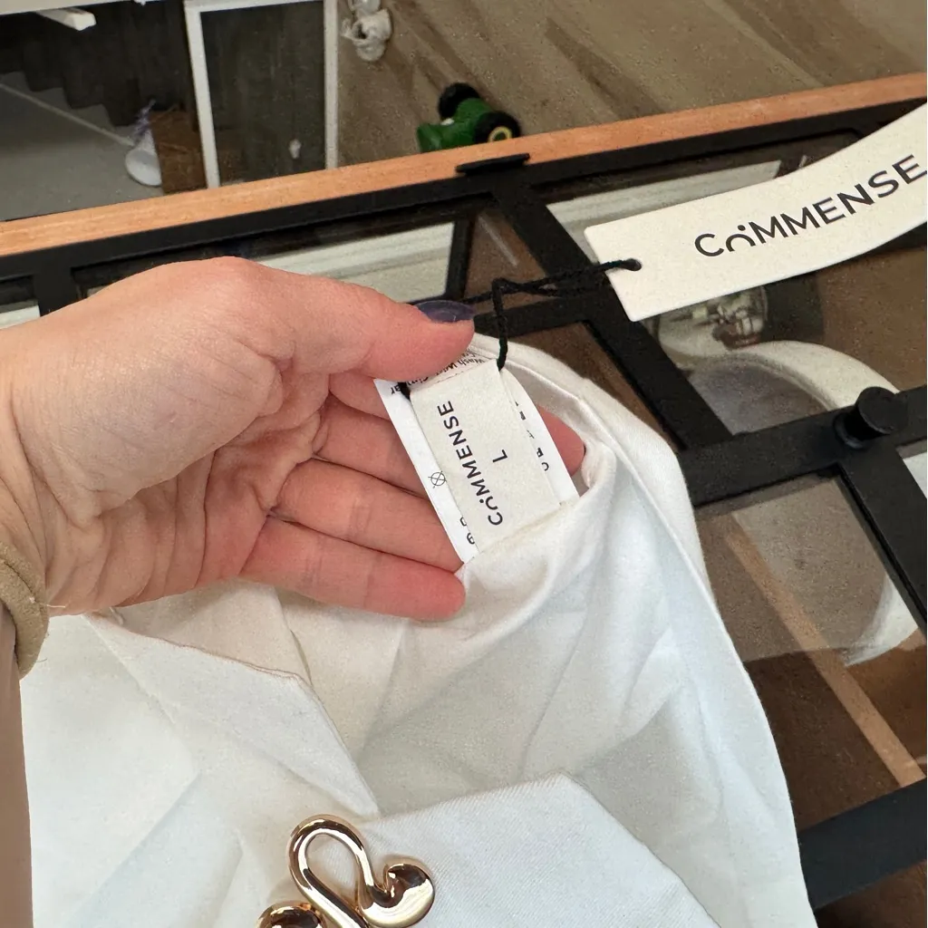 Commense Metal Decor Cropped top Blouse buttons metal down cape sun planet funky Gold Size L - Image 5