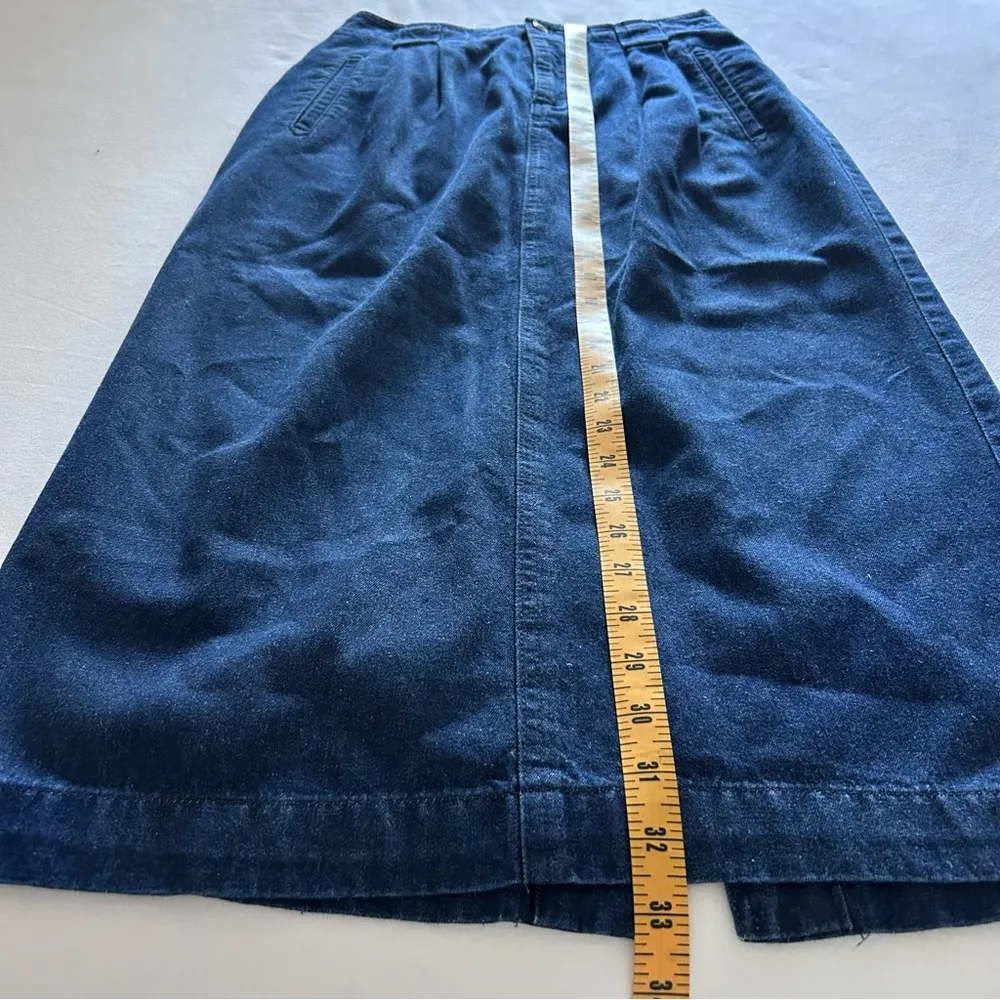 VTG 80s Liz Sport - Long Dark Blue Denim Skirt Midi Cotton - Size 6 - Image 8