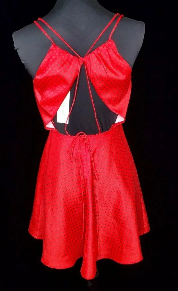 Red Polka Dot Skater Dress Open Back - Image 9