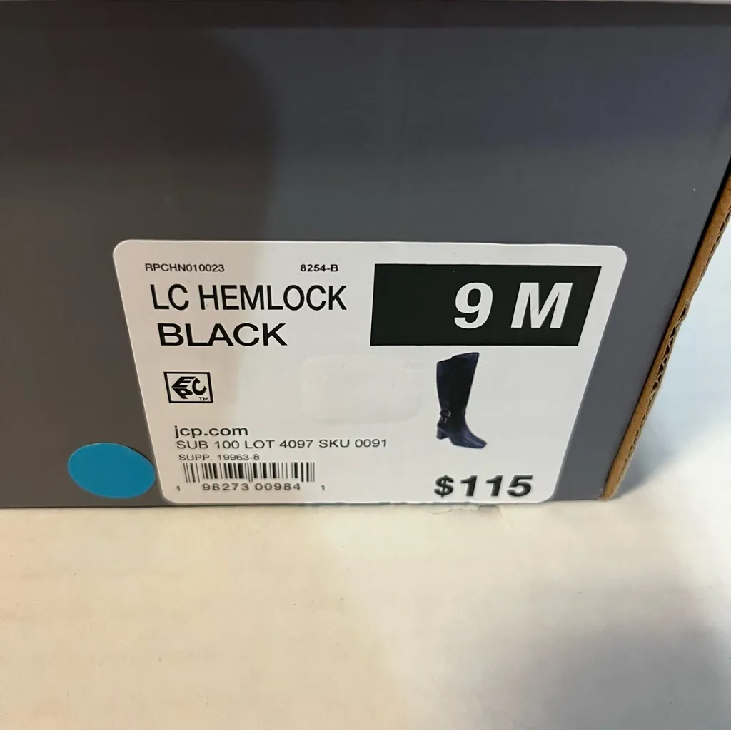 Liz Claiborne Boots Black Hemlock Block Heel Riding Boots Sz 9 NEW IN BOX - Image 8