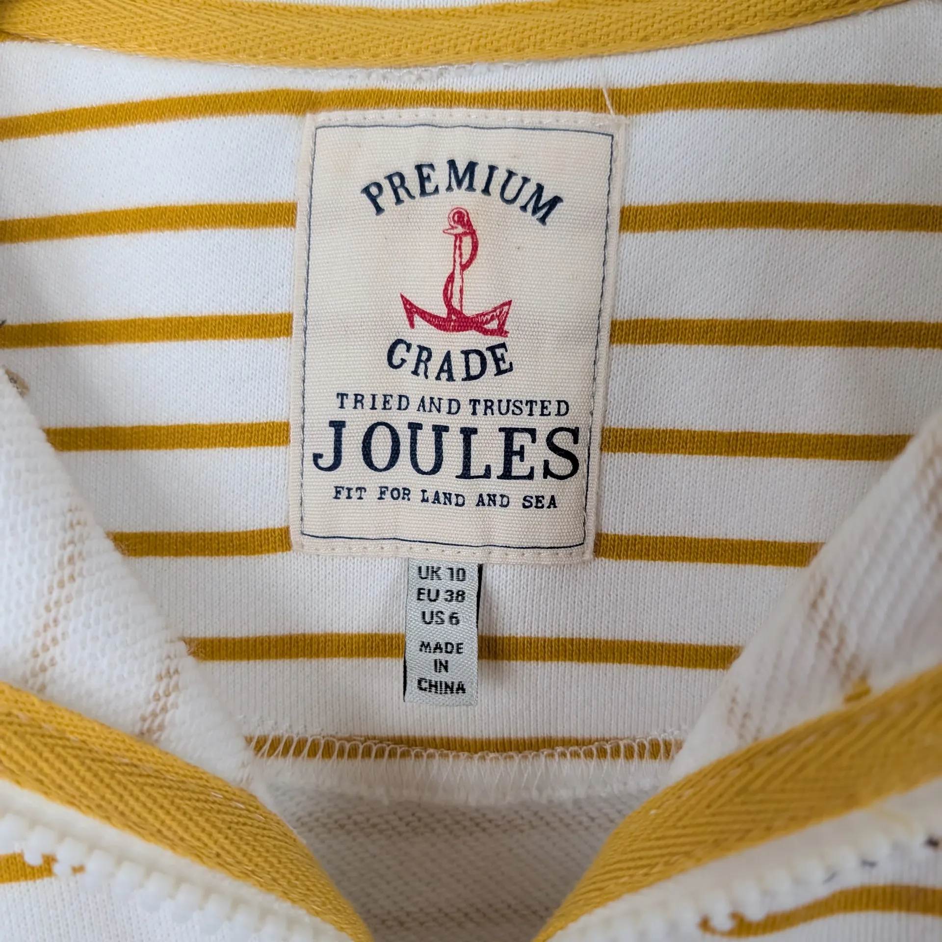 Joules Women's Bumble Bee Funnel Neck Sweater Size 6 Pullover Striped Pockets Yellow - Image 7