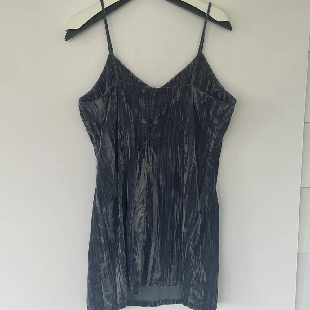 Elodie V-Neck Velvet Cami Dress in Blue Slate Blueish Gray Large - Image 8