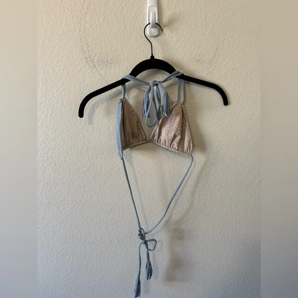 Acacia Swimwear Triangle Bikini Top Baby Blue Snakeskin Size XL Vacation Summer - Image 6