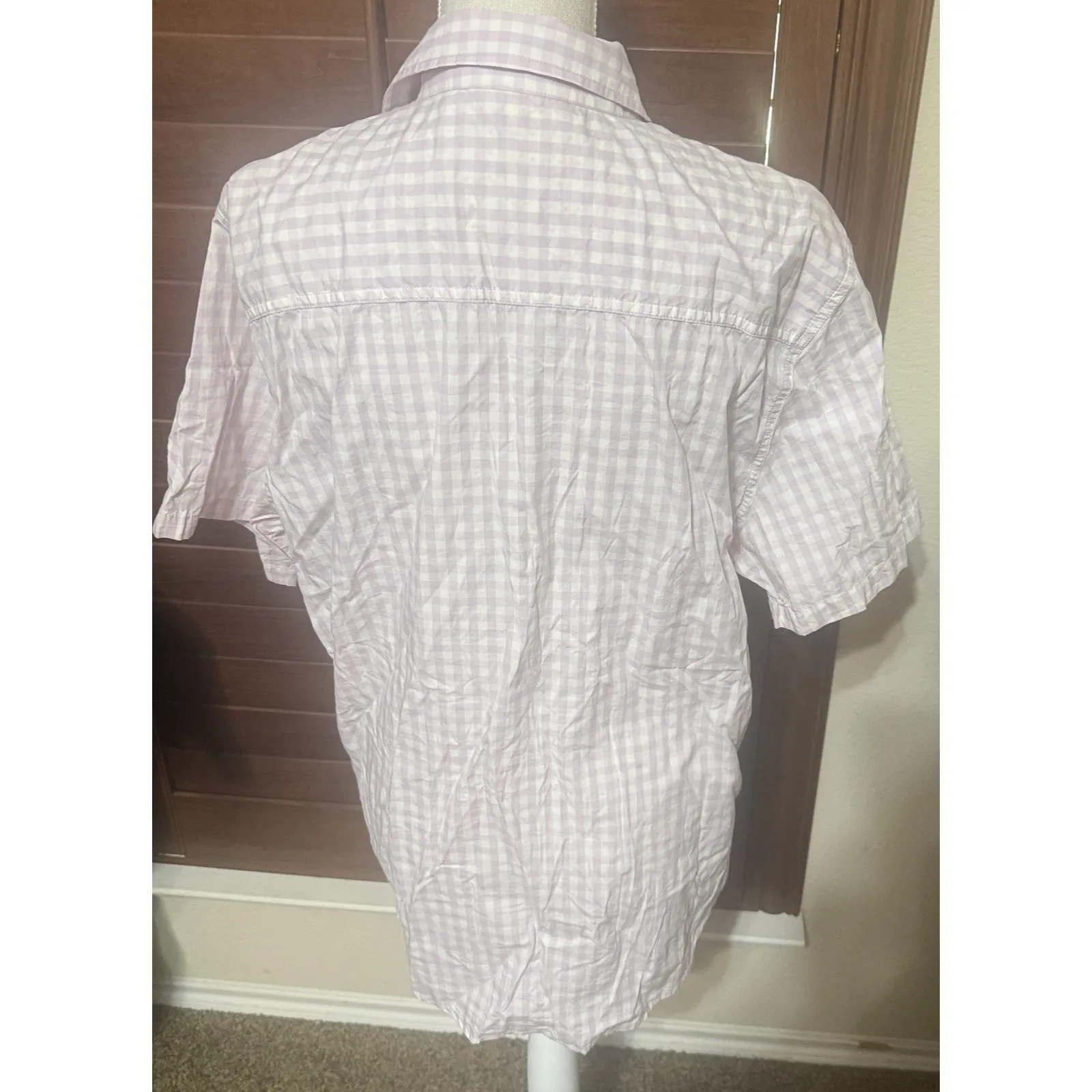 Matilda Jane Shirt Button Up sz L Purple Gingham Preppy Spring Pastel Cotton top - Image 4