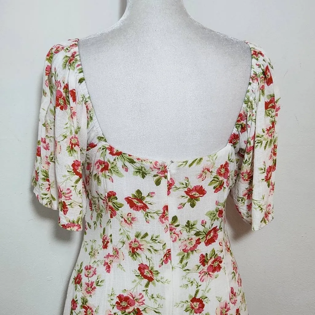 MINKPINK Green and Pink Floral Mini Dress Size Medium Wedding Guest Dress - Image 8
