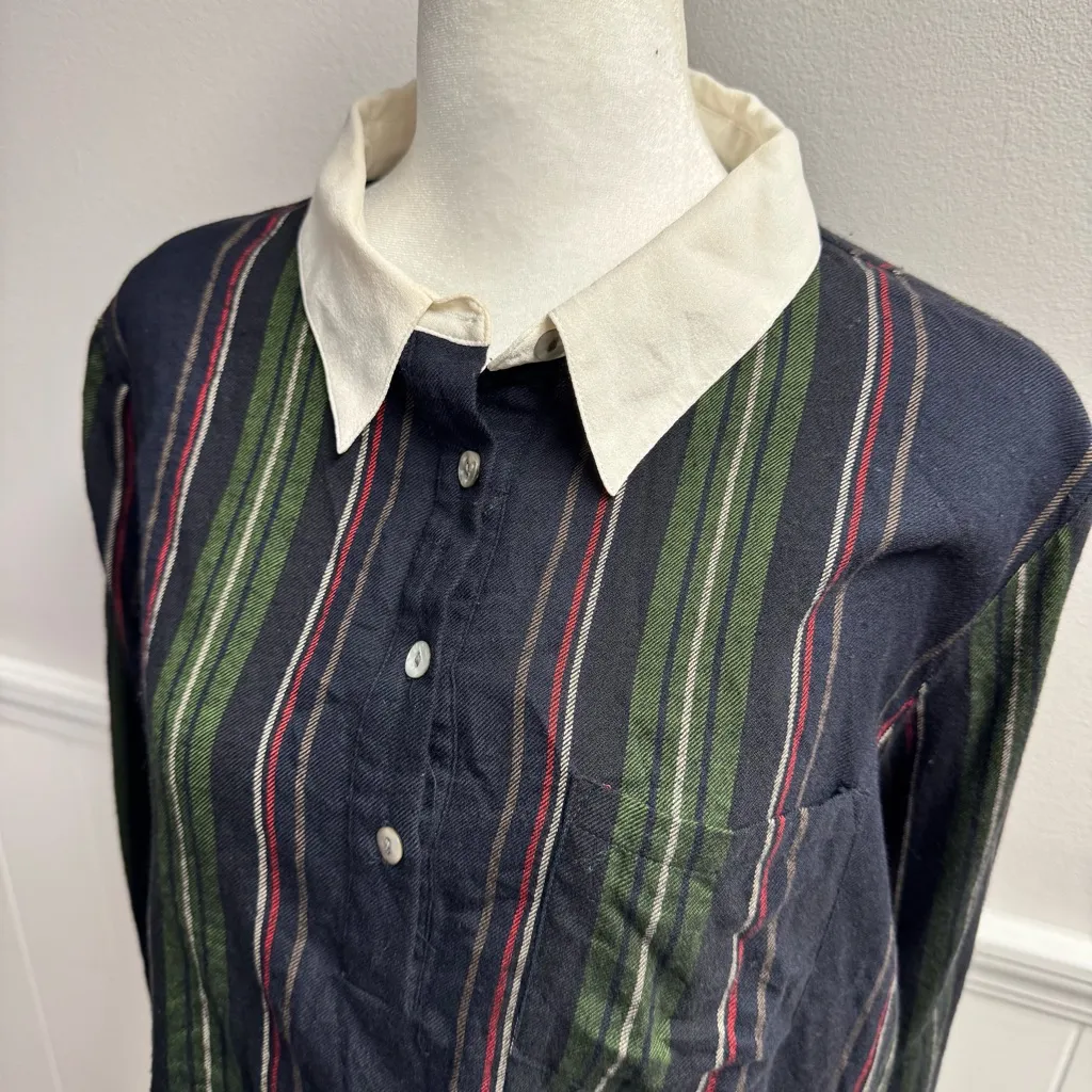 Ulla Johnson Long Sleeve Wool Blend Button Up Blouse Academia Top Striped 8 - Image 4