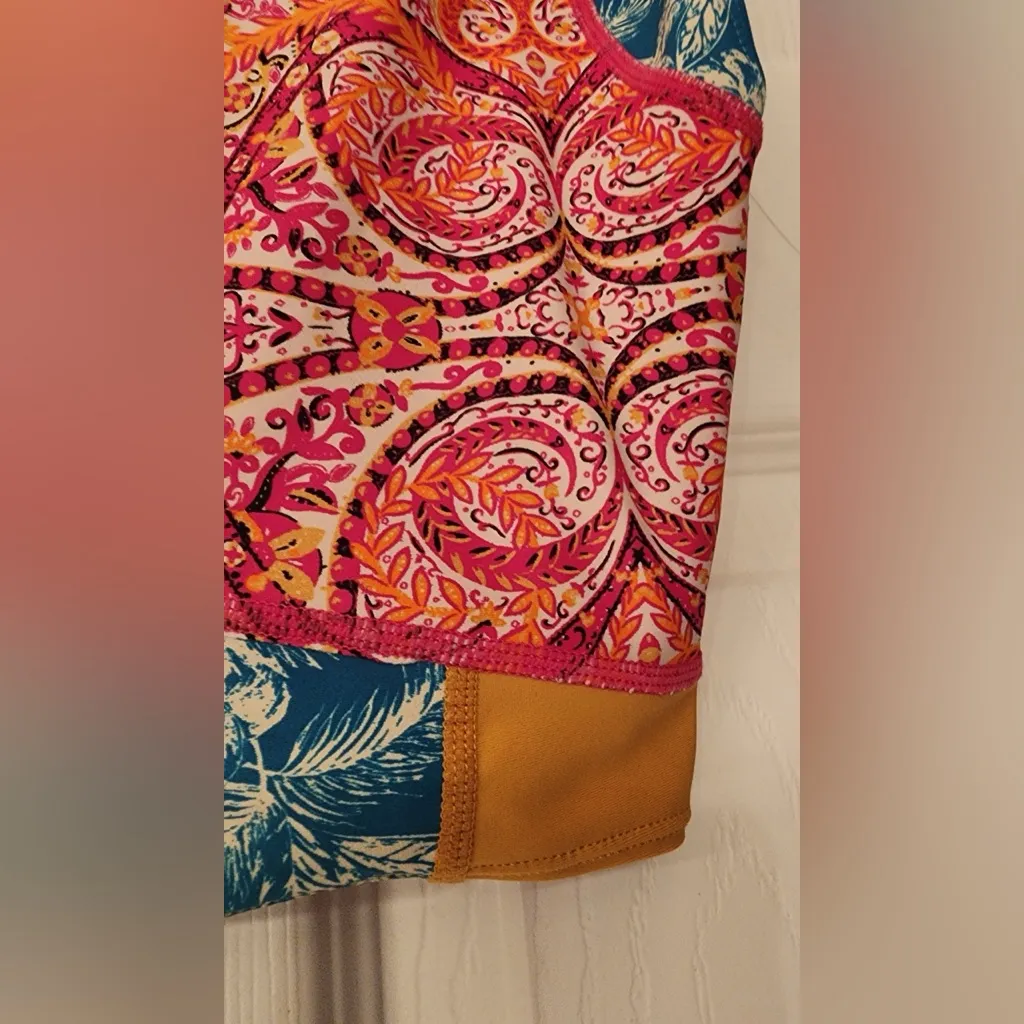 Free People Movement Bohemian Women’s Blue Pink, & Orange Bikini Top Size Medium - Image 4
