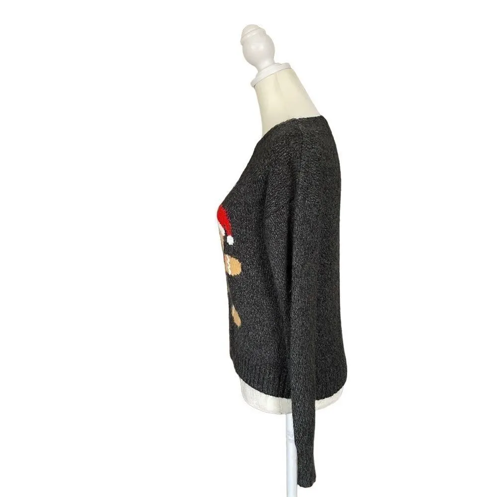 Deb Vintage Gingerbread Oh Snap Y2K Long Sleeve Fuzzy Sweater Medium Black - Image 3