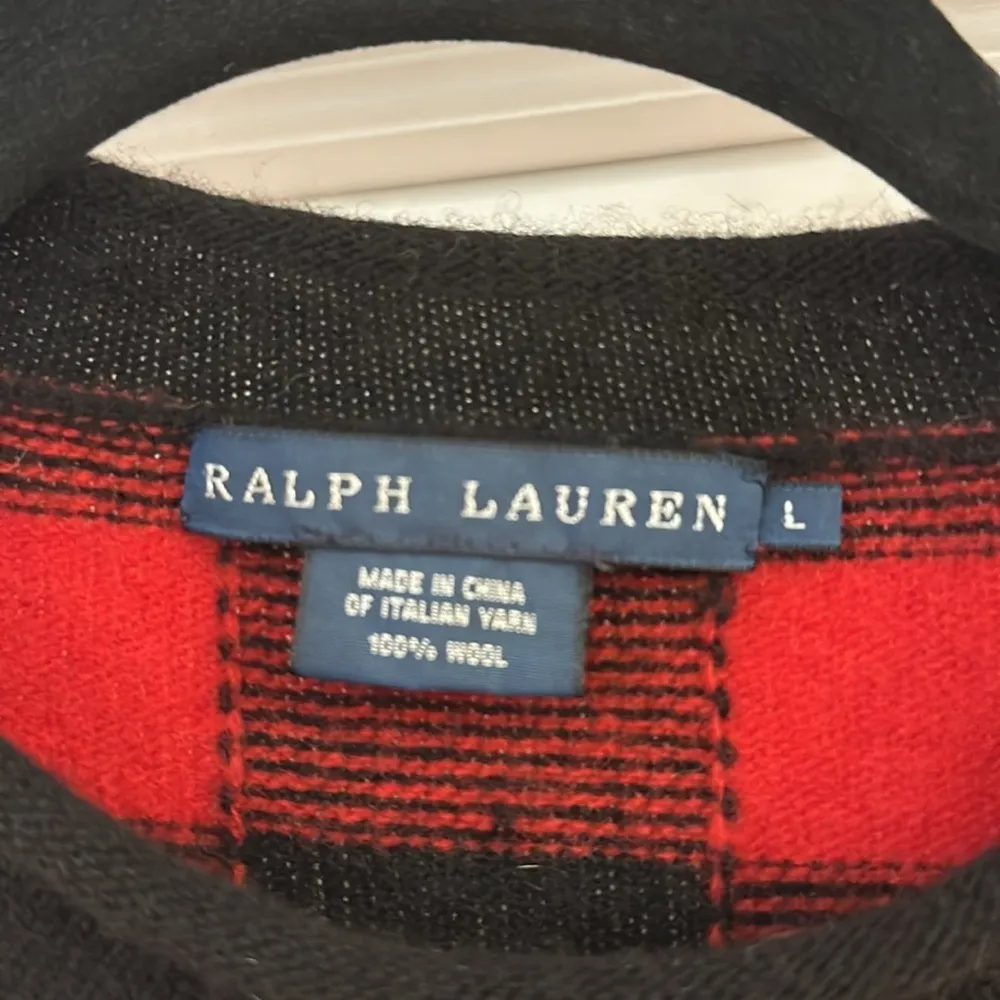 Ralph Lauren Buffalo Check Plaid Sweater Red Black RARE! Blue Label - Image 6