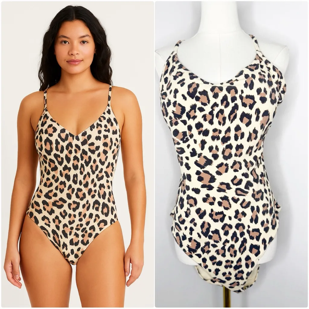 Aerie Buzzed Terry Leopard Strappy Back One Piece Swimsuit XXL NWOT - Image 2