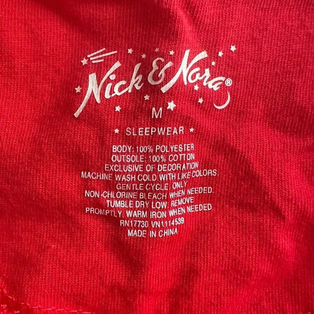 Nick & Nora One Piece Footed Fleece Pajama Sock Monkey Red Size Medium Womens - Image 5