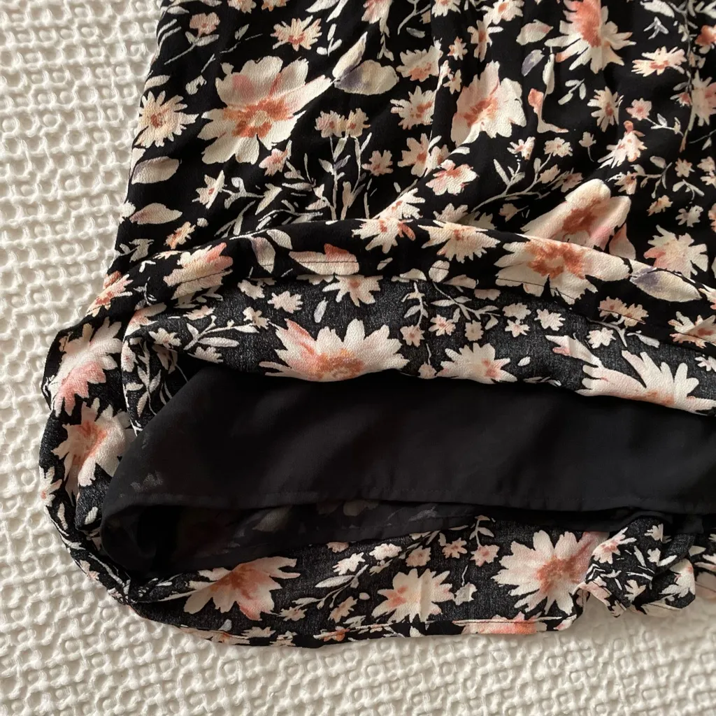 AMERICAN EAGLE Floral Printed Puff Sleeve Babydoll Mini Dress Cottagecore XS - Image 10