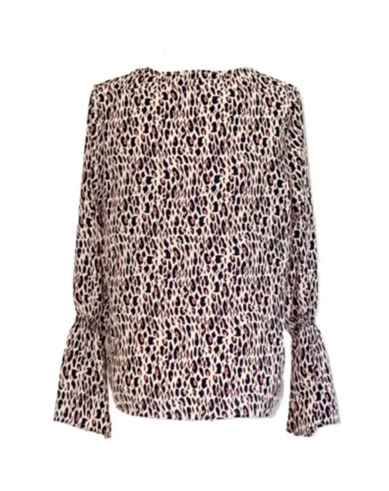 Finn & Grace Blouse Top V-neck Long Bell Sleeve Career Office Top Medium - Image 4