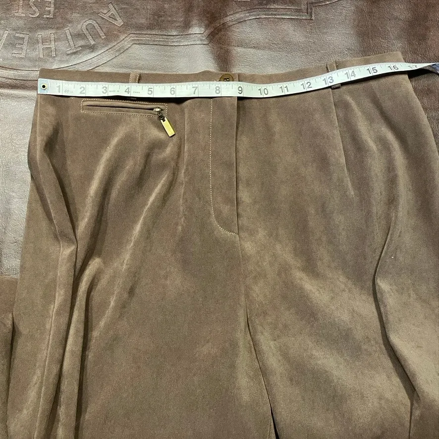 Vintage 80's Doncaster Pant Suit Set womens 14‎ Soft Faux Suede Classic Brown - Image 15
