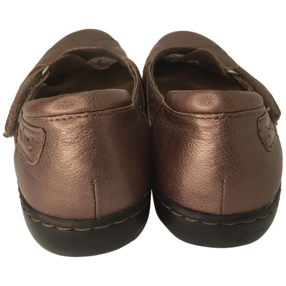 Clarks Womens Leather Ashland Spin Q Casual Slip On Shoes Metallic Brown 9 - Image 7