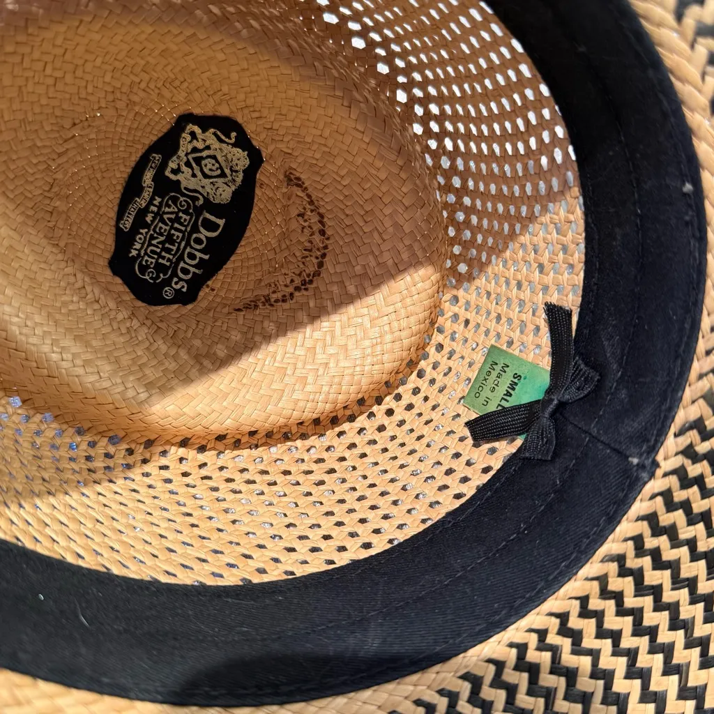 Dobbs Fifth Avenue (NY) Hat Straw Fedora Panama Black Band Size Small Orange - Image 10