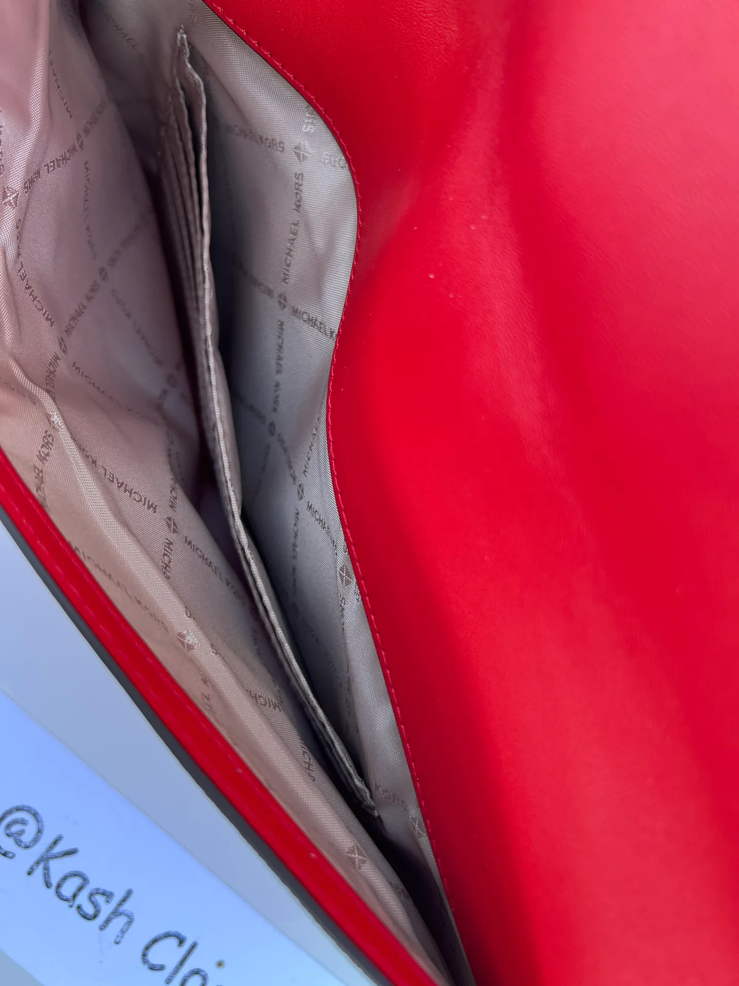 MK Maisie Large 3 in 1 Leather Tote Bag - Flame Red - Image 10