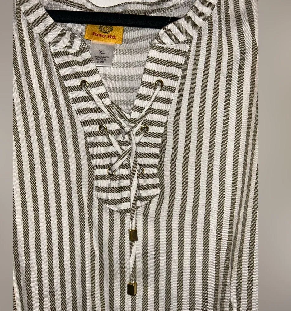 Ruby Rd . Striped Blouse Size XL - Image 4
