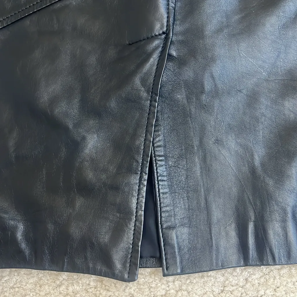 Vintage Pelle Cuir Leather Midi Pencil Skirt in Size 6 Black - Image 4