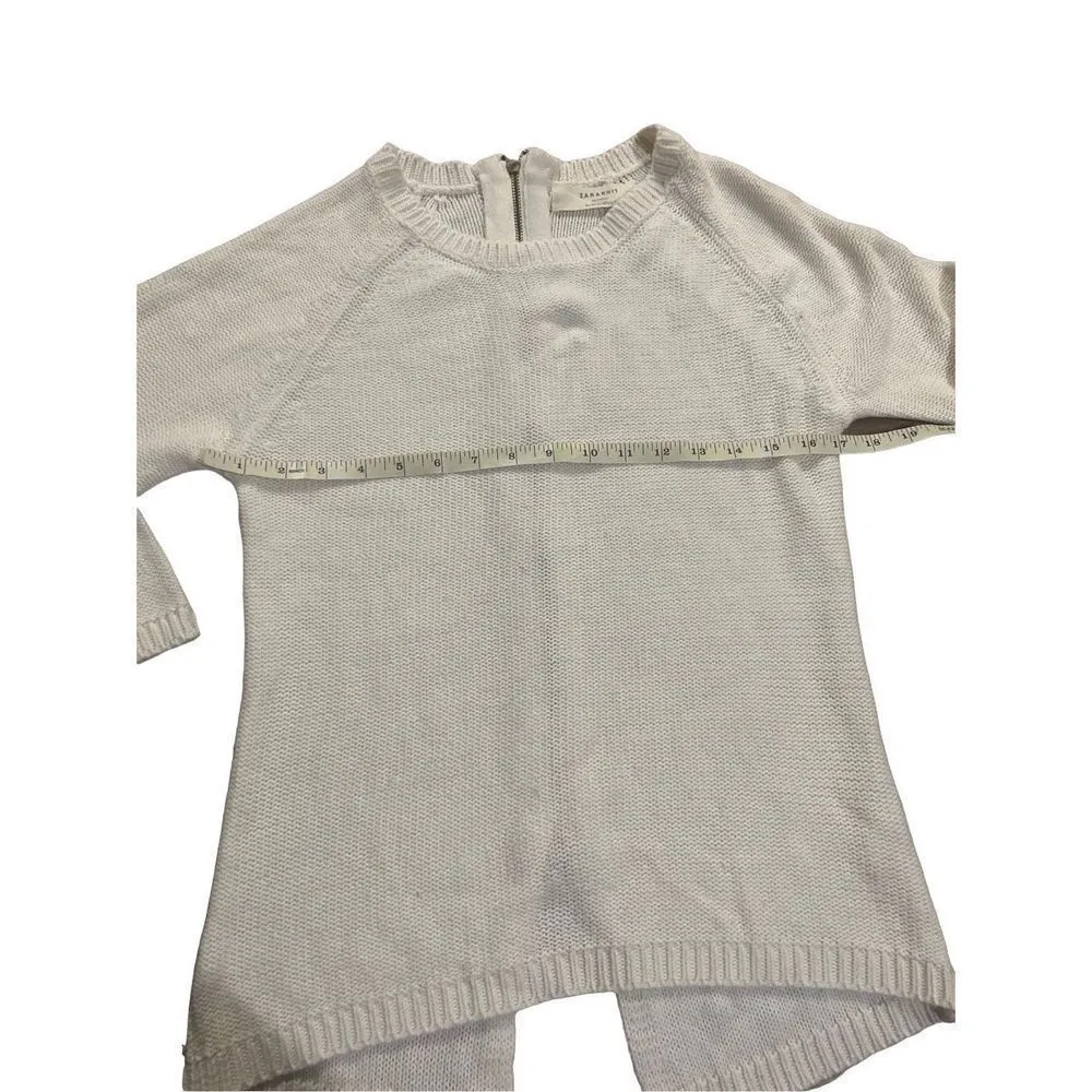 ZARA  Knit white sweater with zip up back sz medium - Image 4