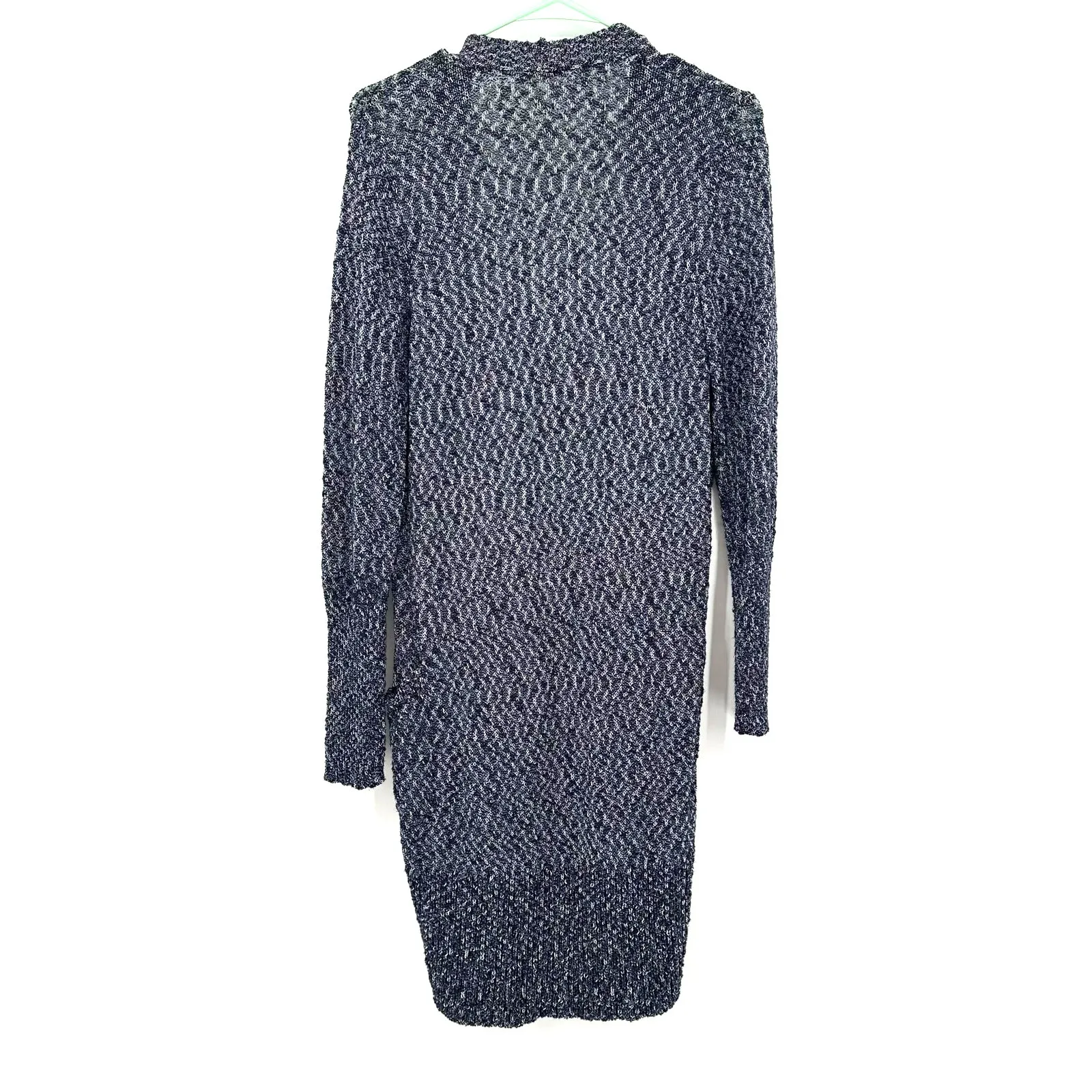 Athleta Size XS Cardigan Black‎ & White Long Sleeve Duster Sweater Loose Knit - Image 2