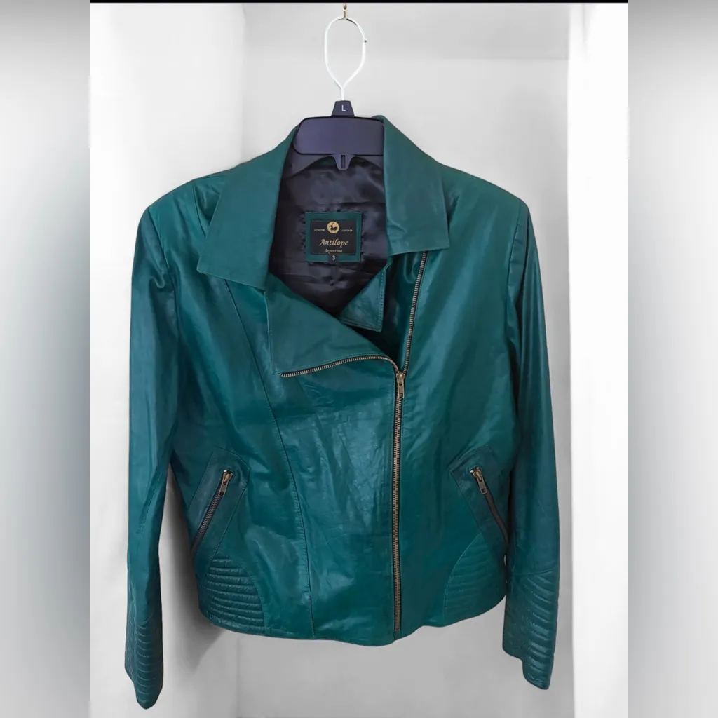 Women's Genuine Leather Jacket | Antilope Argentina| Green| M/L (3) Green Size M - Image 2
