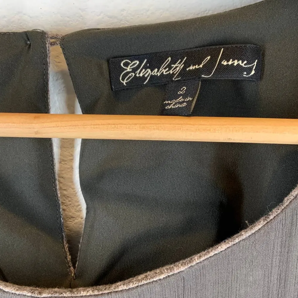 Elizabeth and James | 2 | Two-Tone Silk Combo Long Sleeve Side-Gather Mini Dress - Image 5