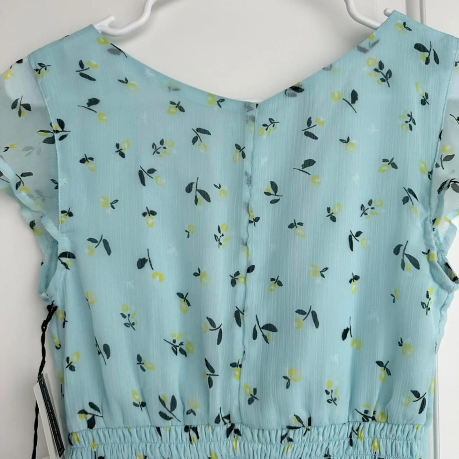 Leith Cap Sleeve Mini Dress Blue Glow Nina Floral NWT Size XXS - Image 6