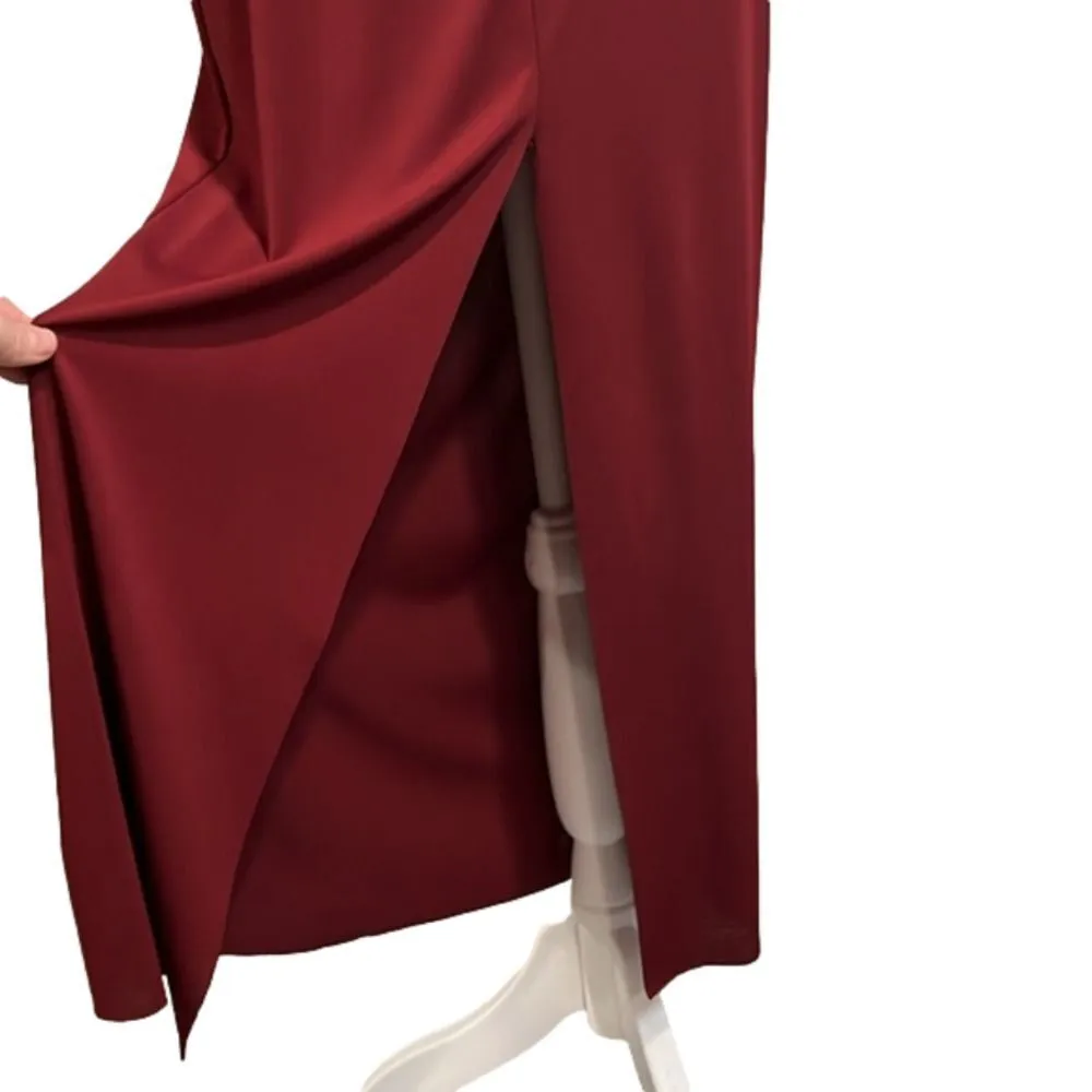 LUSH NWT high front slit slip dress burgundy - small - Image 9