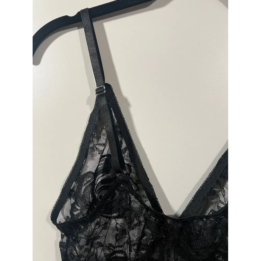 Black Lingerie Lace Chemise Slip Mesh See - Image 6