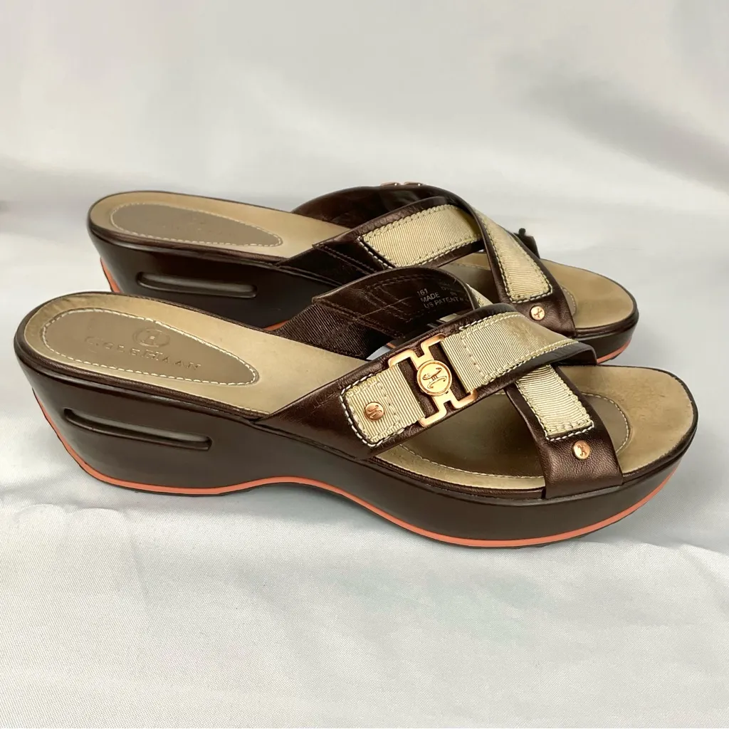 Cole Haan Nike Air Alta Wedge Heel Slide Sandals Sz 10 AA - Image 2