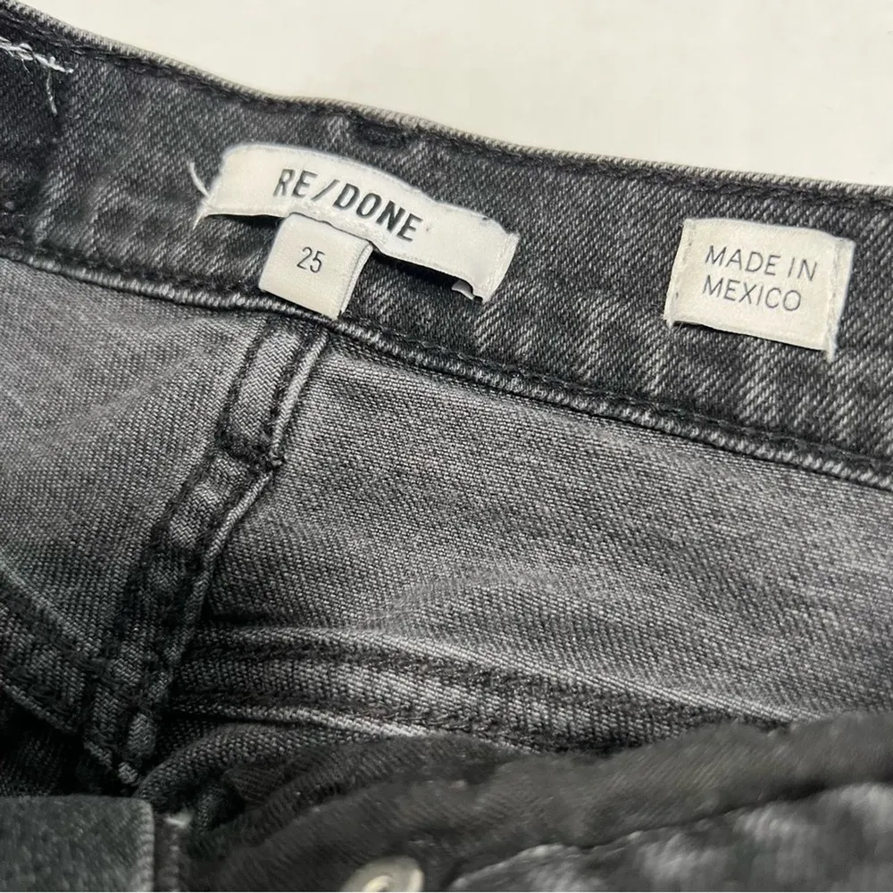 REDONE Sz 25  70s Stove Pipe Cropped straight Leg Jeans Button Fly - Image 5