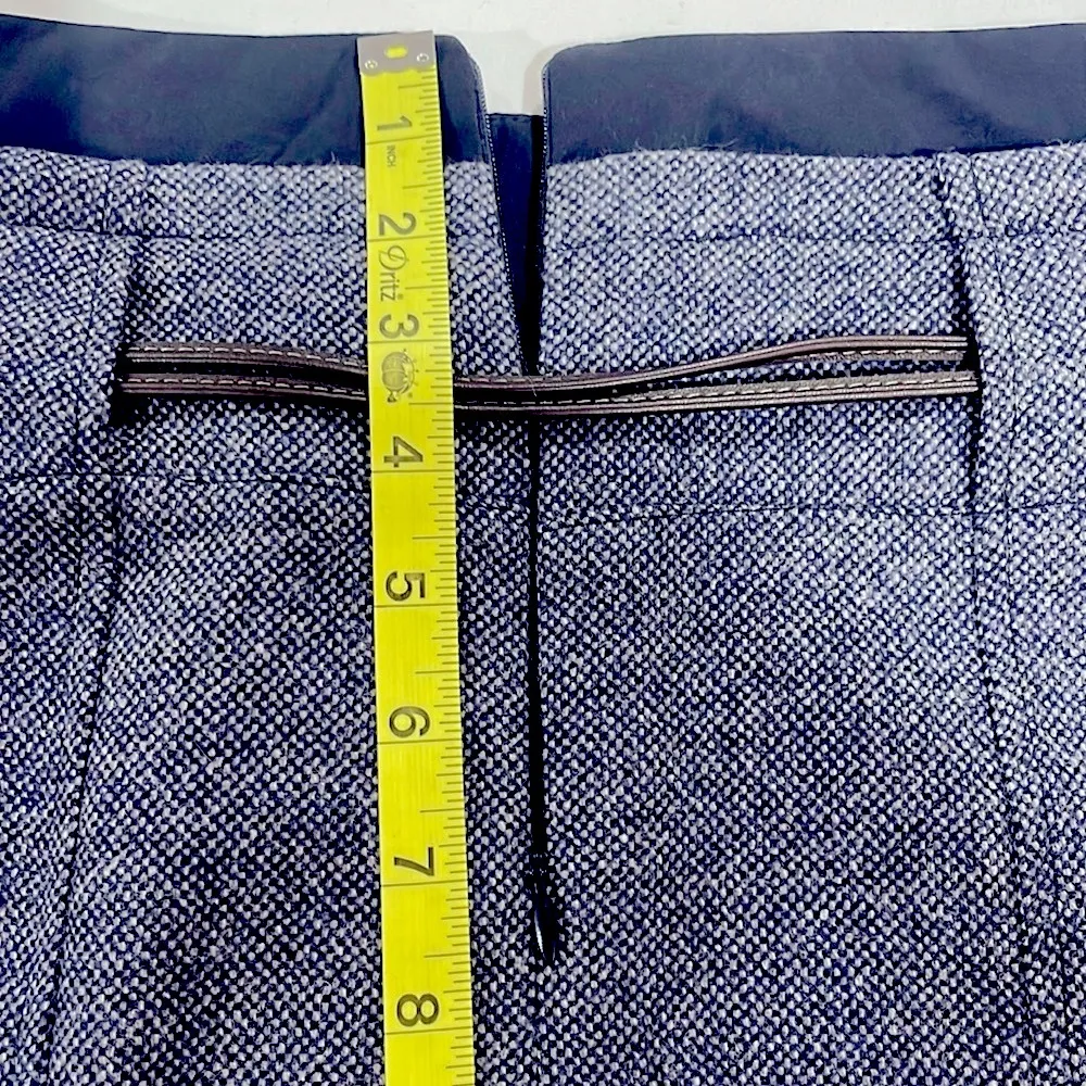 Wool and cashmere blend Italian made pleated denim blue mini skirt with pockets Size 4 - Image 9