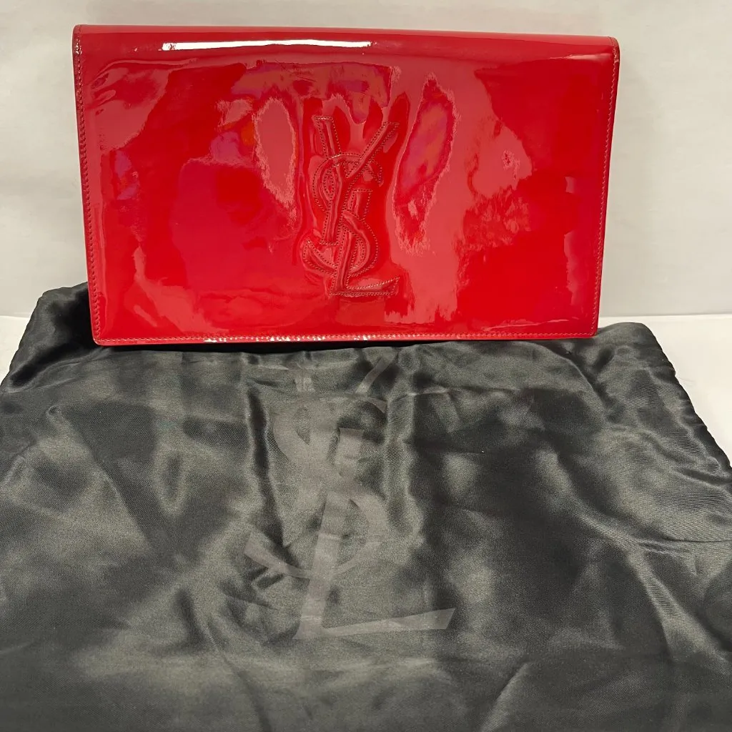 Saint Laurent YSL Belle de Jour Red Patent Leather Clutch Bag - Image 15